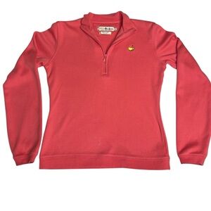 Magnolia Lane Masters Coral 1/4 Zip Long Sleeve Pullover Womens Golf SMALL Coral